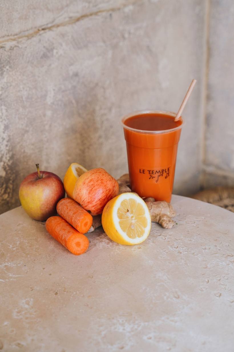Jus carotte, pomme, gingembre